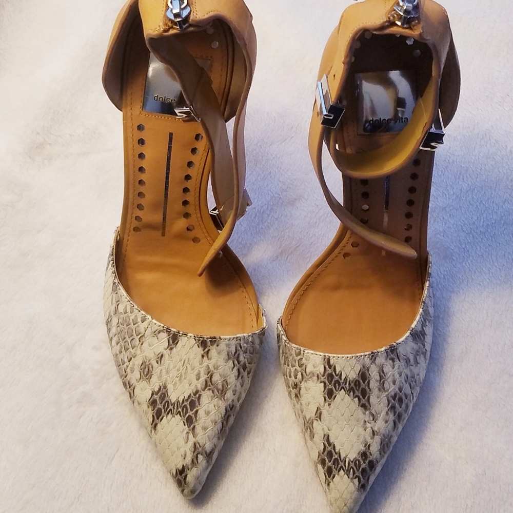 Dolce Vita Snake Print and Tan Shoes